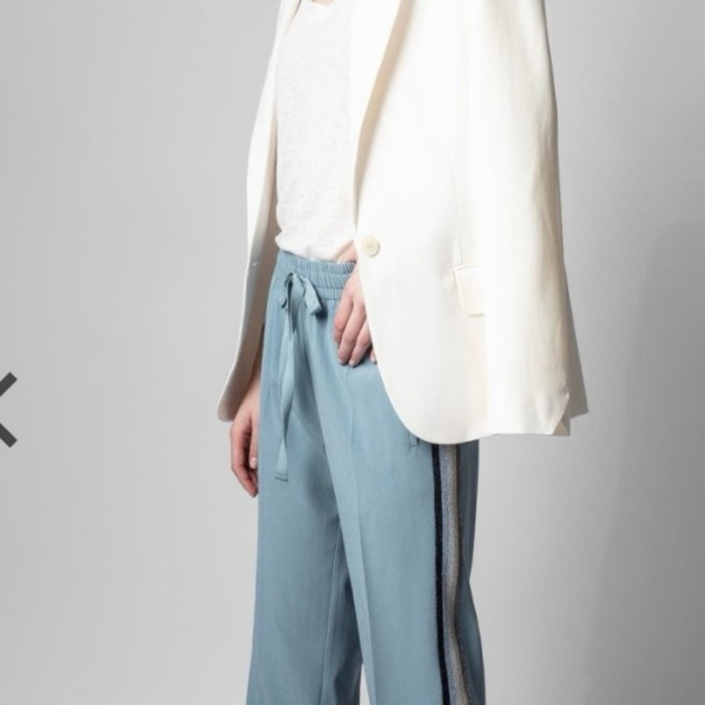 Zadig & Voltaire Pomy pants with shimmer stripe blue sz 36 track pant - sz 6